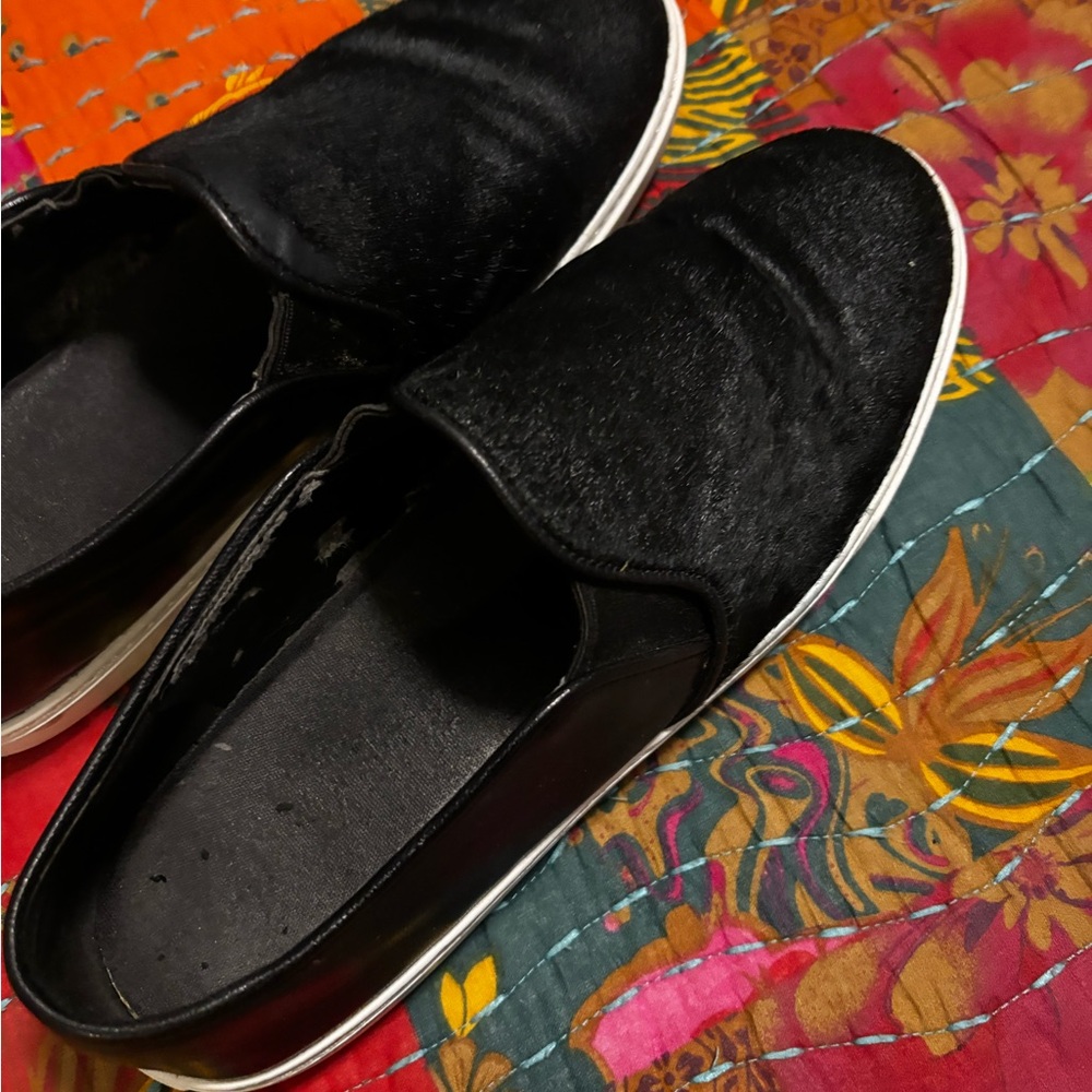 Cole Haan Black Leather Slip-On Shoes with White Sole